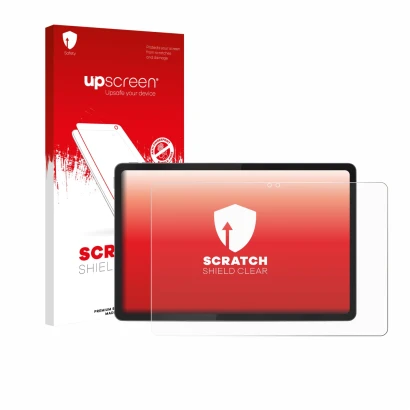 Vorderseite einer Produktverpackung mit dem Markenlogo upscreen. Daneben ist das Gerät Lenovo Idea Tab 11