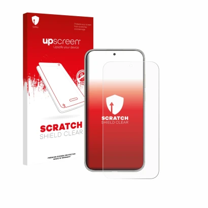 Vorderseite einer Produktverpackung mit dem Markenlogo upscreen. Daneben ist das Gerät Huawei Mate 70 Air mit dem zugehörigen 