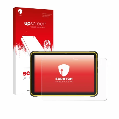 Vorderseite einer Produktverpackung mit dem Markenlogo upscreen. Daneben ist das Gerät Ulefone RugKing Pad 2 Pro mit dem zugeh