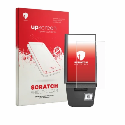 Vorderseite einer Produktverpackung mit dem Markenlogo upscreen. Daneben ist das Gerät Pyramid Computer POLYTOUCH® PIXI 15.6 B