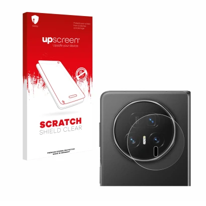 Vorderseite einer Produktverpackung mit dem Markenlogo upscreen. Daneben ist das Gerät Honor Magic V5 (NUR Kameraschutz) mit d