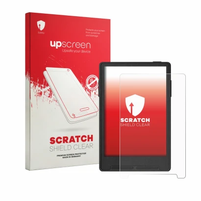 Vorderseite einer Produktverpackung mit dem Markenlogo upscreen. Daneben ist das Gerät Xteink X3 mit dem zugehörigen Displaysc