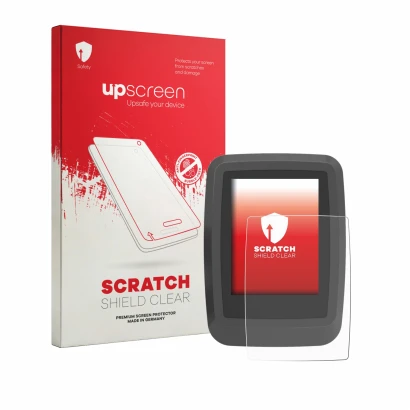 Vorderseite einer Produktverpackung mit dem Markenlogo upscreen. Daneben ist das Gerät Ananda D16 TFT-Display mit dem zugehöri