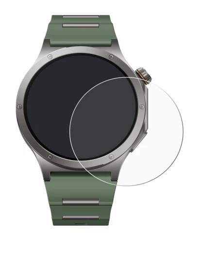 Abbildung des Geräts OnePlus Watch 4 mit einer Vielzahl des Displayschutzes.