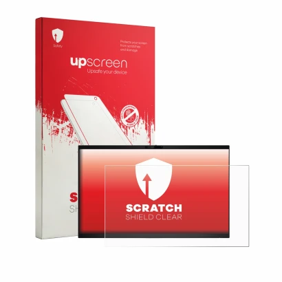 Vorderseite einer Produktverpackung mit dem Markenlogo upscreen. Daneben ist das Gerät Dell Pro 24 E2426HB mit dem zugehörigen