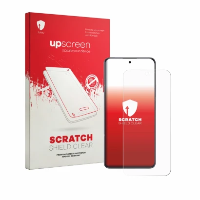 Vorderseite einer Produktverpackung mit dem Markenlogo upscreen. Daneben ist das Gerät Honor X7e mit dem zugehörigen Displaysc