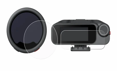 Abbildung des Geräts Insta360 Mic Pro TX + RX mit einer Vielzahl des Displayschutzes.