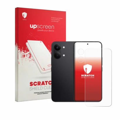 Vorderseite einer Produktverpackung mit dem Markenlogo upscreen. Daneben ist das Gerät Xiaomi Poco X8 Pro Max (Display+Kamera)