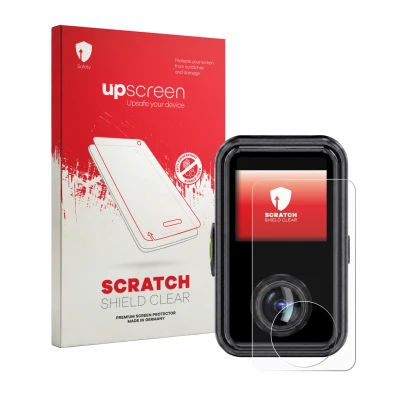 Vorderseite einer Produktverpackung mit dem Markenlogo upscreen. Daneben ist das Gerät Vantrue E360 Ace mit dem zugehörigen Di
