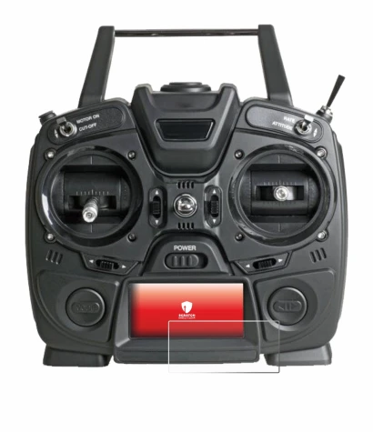 Abbildung des Geräts Graupner MZ-10 HOTT mit einer Vielzahl des Displayschutzes.