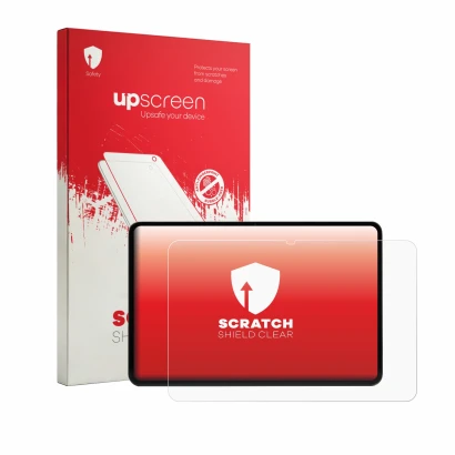 Vorderseite einer Produktverpackung mit dem Markenlogo upscreen. Daneben ist das Gerät RedMagic Gaming Tablet 5 Pro mit dem zu