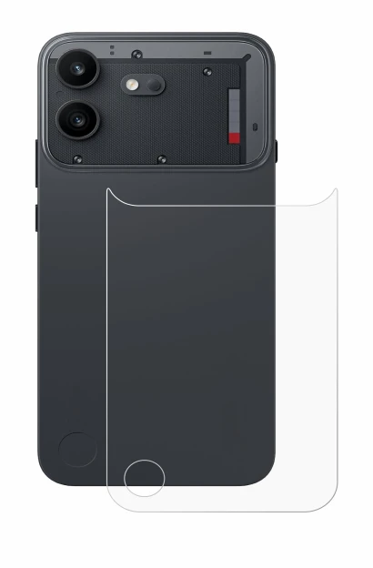 Abbildung des Geräts Nothing Phone (4b) (Rückseite) mit einer Vielzahl des Displayschutzes.