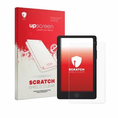 Vorderseite einer Produktverpackung mit dem Markenlogo upscreen. Daneben ist das Gerät Xteink X4 Pro mit dem zugehörigen Displ