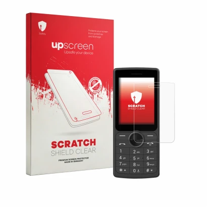 Vorderseite einer Produktverpackung mit dem Markenlogo upscreen. Daneben ist das Gerät SPC Wild Cool mit dem zugehörigen Displ
