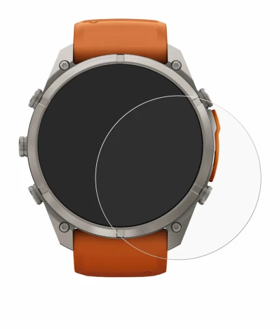 Abbildung des Geräts Garmin Fenix 9 Pro (51 mm) mit einer Vielzahl des Displayschutzes.