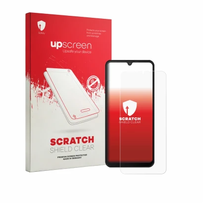Vorderseite einer Produktverpackung mit dem Markenlogo upscreen. Daneben ist das Gerät Invens Note 15P mit dem zugehörigen Dis