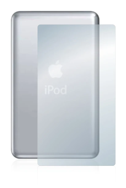 Abbildung des Geräts Apple iPod classic 120 GB (Rückseite, 7. Gen.) mit einer Vielzahl des Displayschutzes.