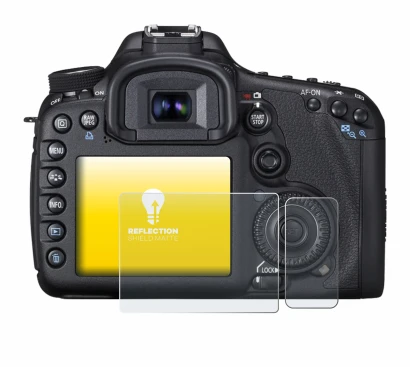 Abbildung des Geräts Canon EOS 7D mit einer Vielzahl des Displayschutzes.