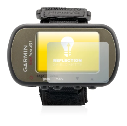 Abbildung des Geräts Garmin Foretrex 401 mit einer Vielzahl des Displayschutzes.