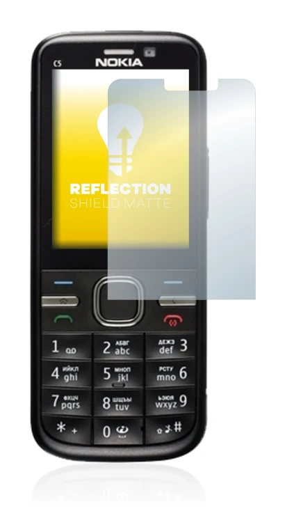 Abbildung des Geräts Nokia C5-00 mit einer Vielzahl des Displayschutzes.