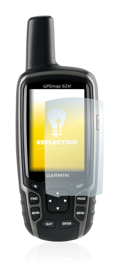 Abbildung des Geräts Garmin GPSMAP 62st mit einer Vielzahl des Displayschutzes.