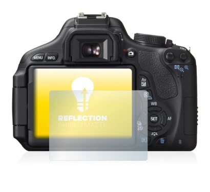 Abbildung des Geräts Canon EOS 600D mit einer Vielzahl des Displayschutzes.