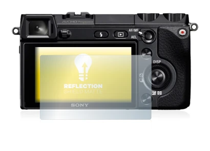 Abbildung des Geräts Sony Alpha NEX-7 mit einer Vielzahl des Displayschutzes.