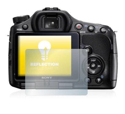 Abbildung des Geräts Sony Alpha 57 (SLT-A57) mit einer Vielzahl des Displayschutzes.