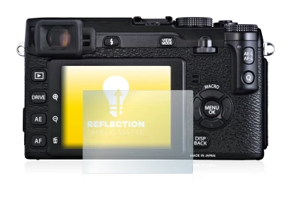 Abbildung des Geräts Fujifilm X-E1 mit einer Vielzahl des Displayschutzes.