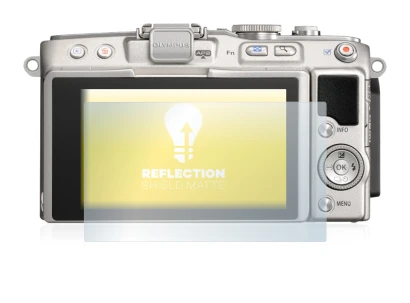 Abbildung des Geräts Olympus PEN Lite E-PL5 mit einer Vielzahl des Displayschutzes.