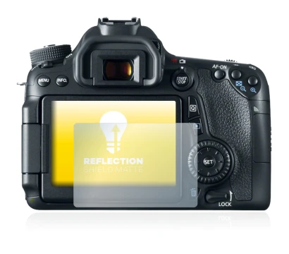 Abbildung des Geräts Canon EOS 70D mit einer Vielzahl des Displayschutzes.
