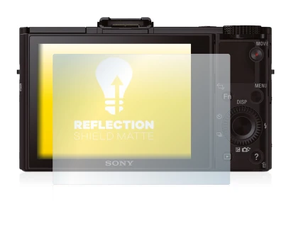 Abbildung des Geräts Sony Cyber-Shot DSC-RX100 II mit einer Vielzahl des Displayschutzes.