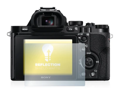 Abbildung des Geräts Sony Alpha 7 (ILCE-7) mit einer Vielzahl des Displayschutzes.