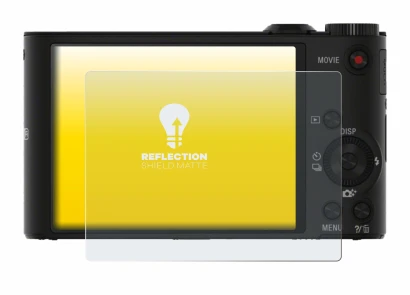 Abbildung des Geräts Sony Cyber-Shot DSC-WX350 mit einer Vielzahl des Displayschutzes.