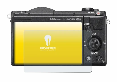 Abbildung des Geräts Sony Alpha 5100 (DSLR-A5100) mit einer Vielzahl des Displayschutzes.