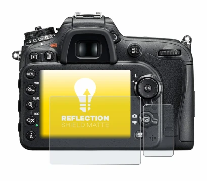 Abbildung des Geräts Nikon D7200 mit einer Vielzahl des Displayschutzes.