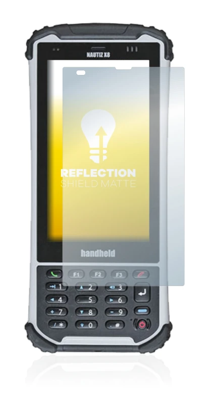 Abbildung des Geräts Handheld Nautiz X8 mit einer Vielzahl des Displayschutzes.