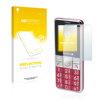 Vorderseite einer Produktverpackung mit dem Markenlogo upscreen. Daneben ist das Gerät Olympia Viva Plus mit dem zugehörigen D