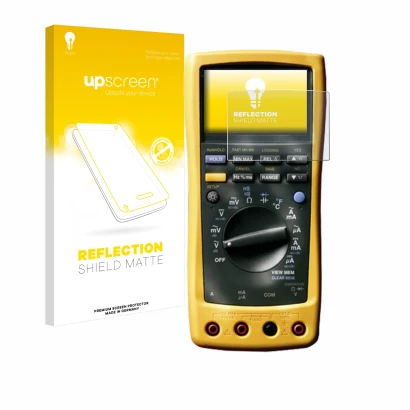 Vorderseite einer Produktverpackung mit dem Markenlogo upscreen. Daneben ist das Gerät Fluke MultiMeter 189 mit dem zugehörige