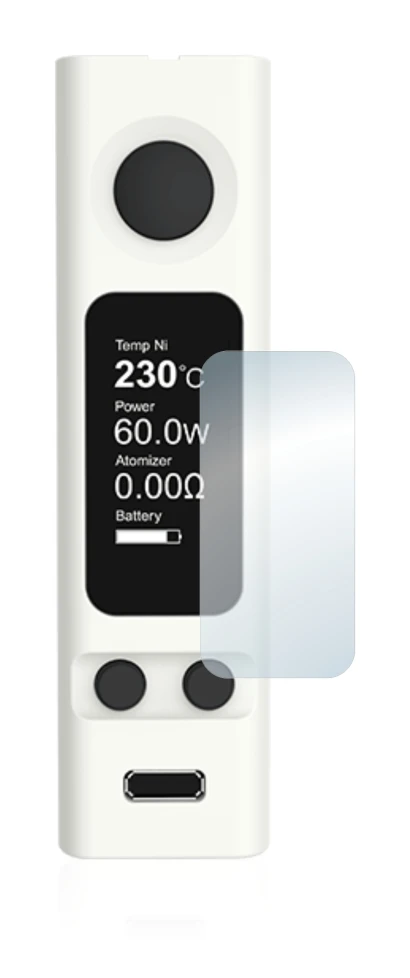 Abbildung des Geräts Joyetech eVic VTwo Mini mit einer Vielzahl des Displayschutzes.