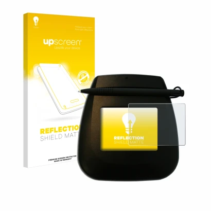 Vorderseite einer Produktverpackung mit dem Markenlogo upscreen. Daneben ist das Gerät ePadLink ePad Ink mit dem zugehörigen D