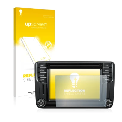 Vorderseite einer Produktverpackung mit dem Markenlogo upscreen. Daneben ist das Gerät Volkswagen T6 2015 Discover Media Plus 