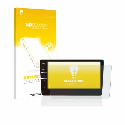 Vorderseite einer Produktverpackung mit dem Markenlogo upscreen. Daneben ist das Gerät Volkswagen Golf 7 Discover Pro 9.2" 201