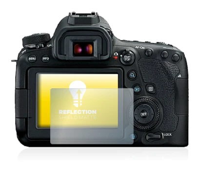 Abbildung des Geräts Canon EOS 6D Mark II mit einer Vielzahl des Displayschutzes.
