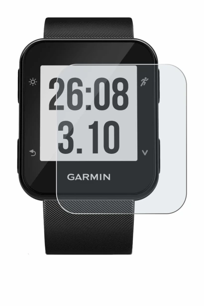 Abbildung des Geräts Garmin Forerunner 30 mit einer Vielzahl des Displayschutzes.