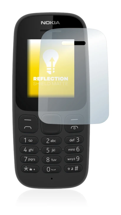 Abbildung des Geräts Nokia 105 2017 mit einer Vielzahl des Displayschutzes.
