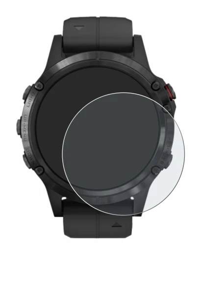Abbildung des Geräts Garmin Fenix 5 Plus (47 mm) mit einer Vielzahl des Displayschutzes.
