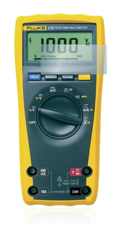 Abbildung des Geräts Fluke MultiMeter 175 mit einer Vielzahl des Displayschutzes.