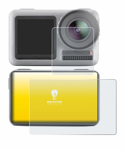 Abbildung des Geräts DJI Osmo Action mit einer Vielzahl des Displayschutzes.