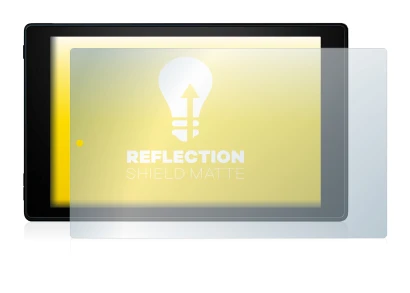 Abbildung des Geräts Amazon Fire HD 10 2019 (9. Gen.) mit einer Vielzahl des Displayschutzes.